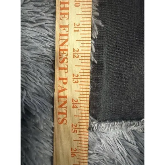 Free People Charcoal Gray Wash Straight Leg‎ Denim Jeans Size 28 Raw Hem - Image 5