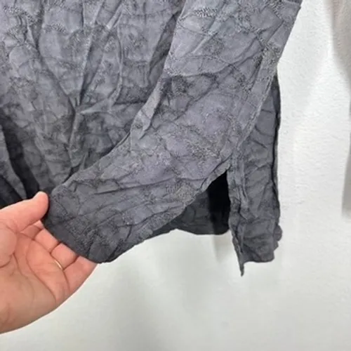 CP Shades Size Small Gray Rayon Long Sleeve Top Textured Blouse Size S Lagenlook - Image 6