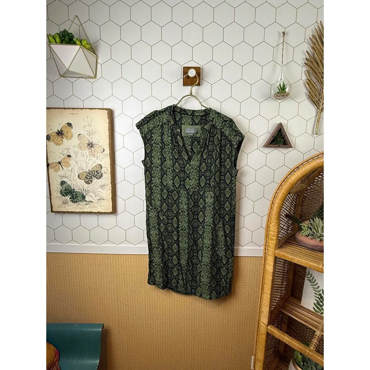 Anthropologie Green Snakeskin Rachel Sleeveless Dress - Size - XS - Image 2