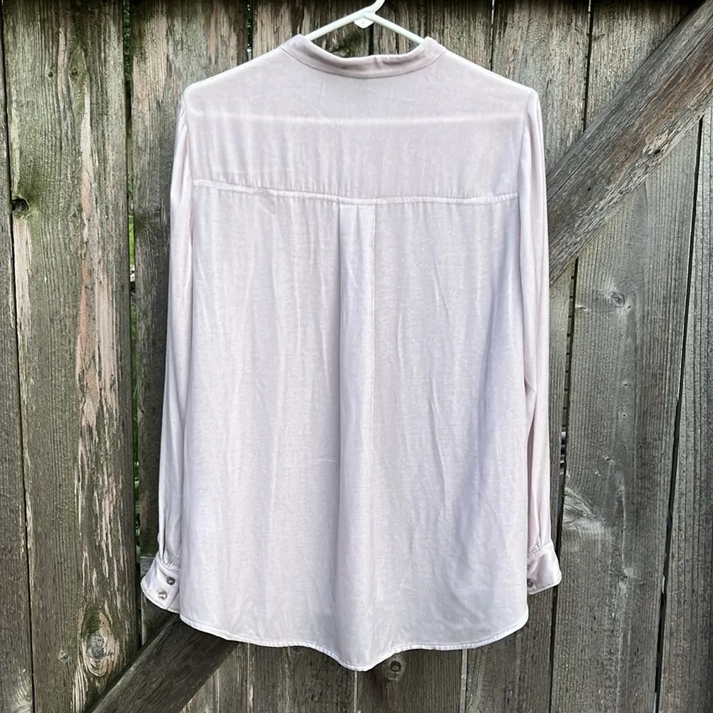 NWT Eileen Fisher Velvet Long Slv Silk Blend Top Mandarin Collar Oversize Small - Image 10