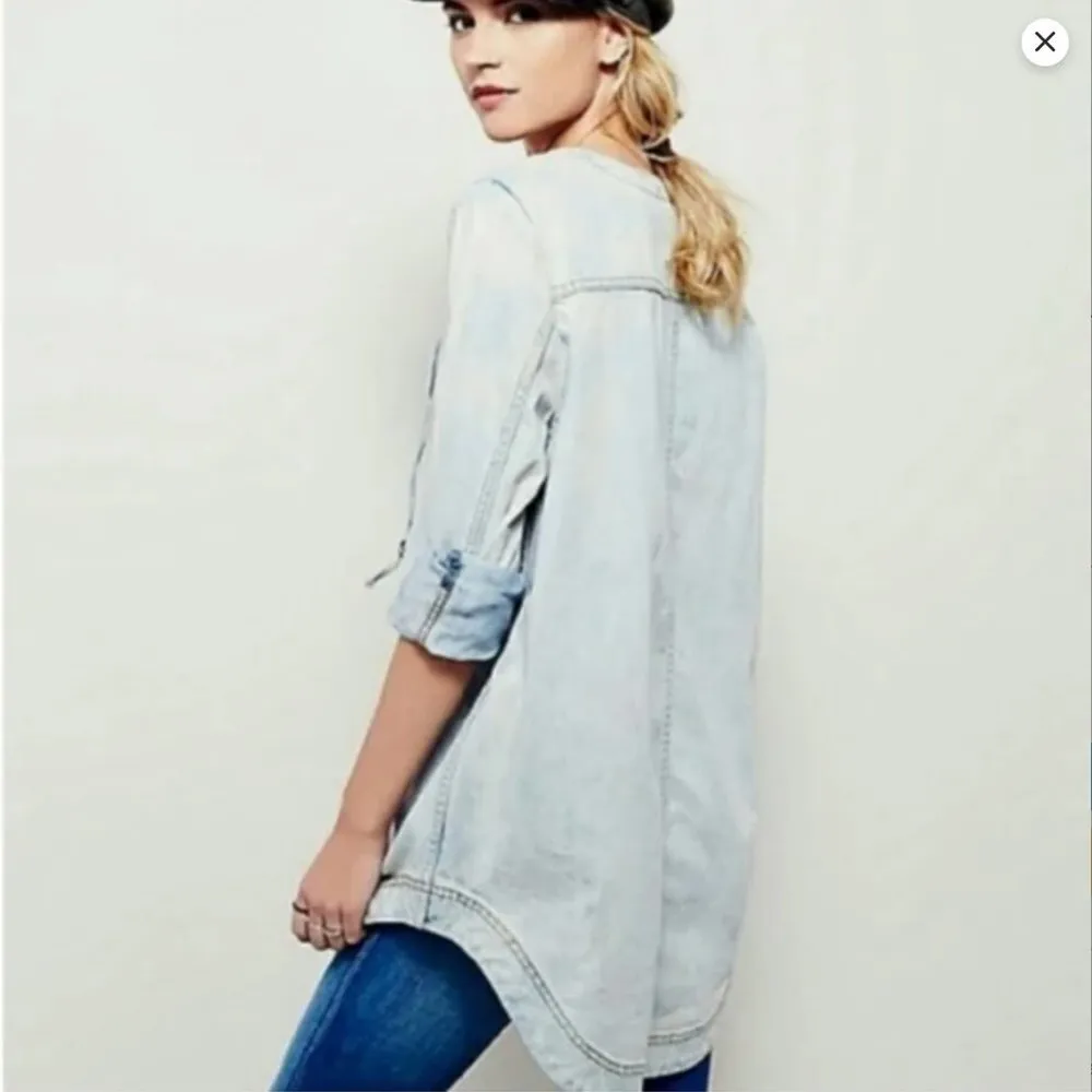 FREE PEOPLE | Neopolitan Dreams Light Wash Denim Tunic Sz XS - Image 3