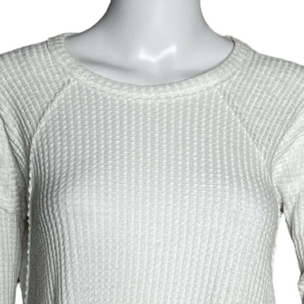Anthropologie Eri + Ali Shirt Womens XS White Waffle Knit Top Neutral Minimalist - Image 4