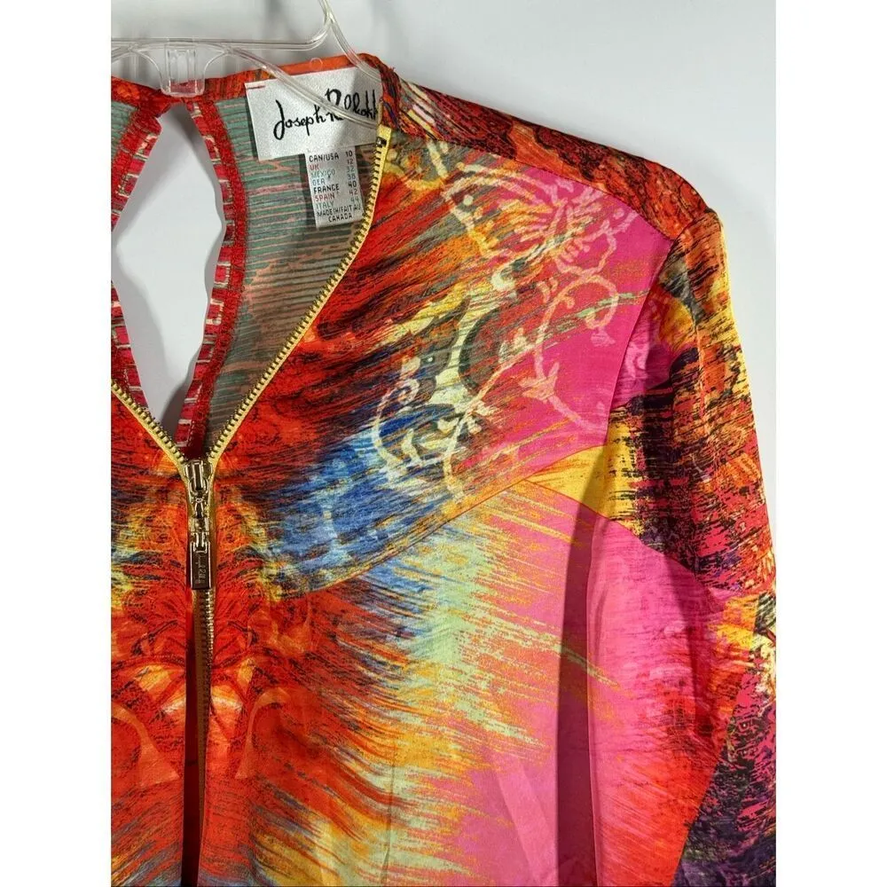 B7 Joseph Ribkoff Women 1/2 zip satin blouse top size 10 - Image 5