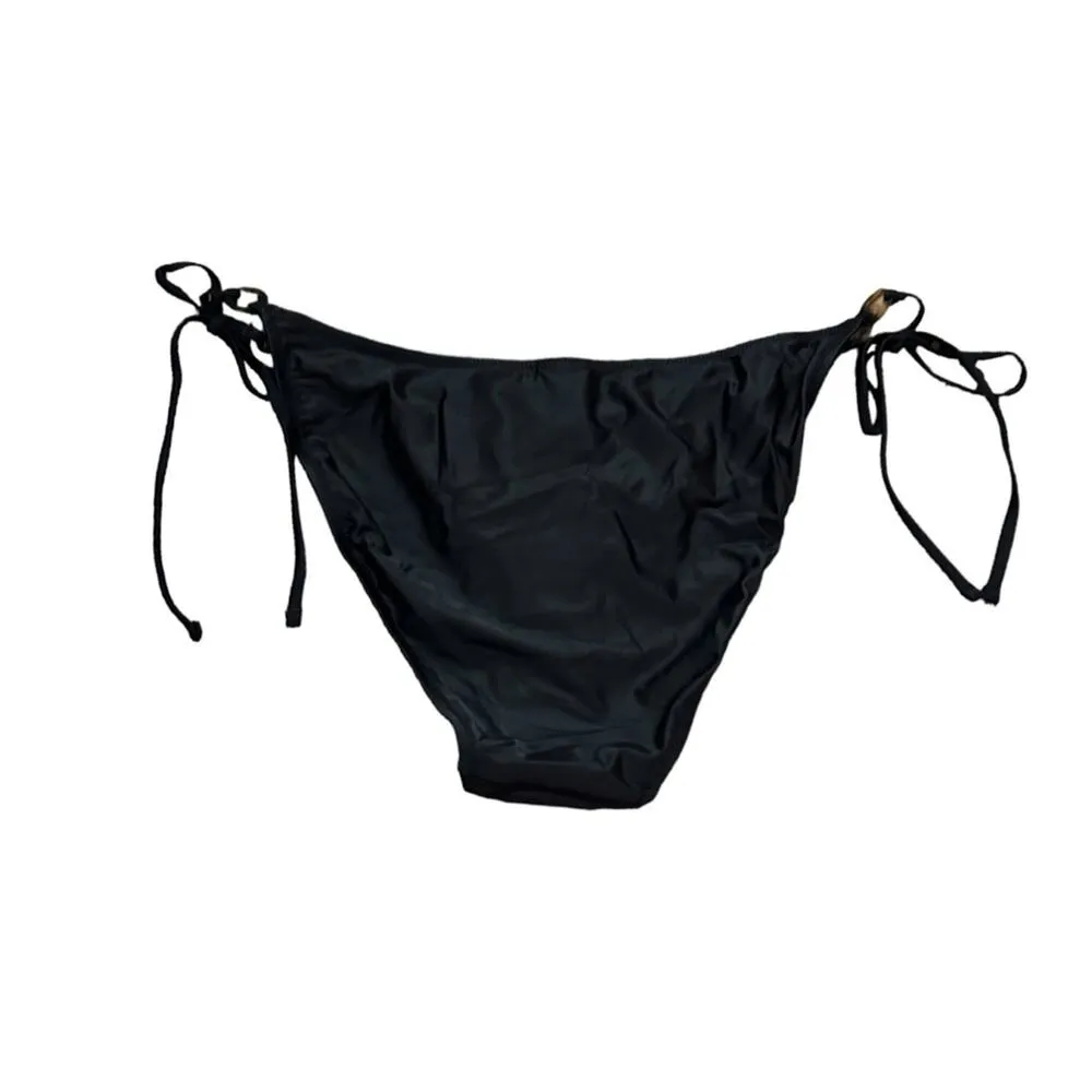 J. Crew O-Ring Curved-Waist Cheeky String Bikini Bottom in Black Sz XXL NEW‎ - Image 3