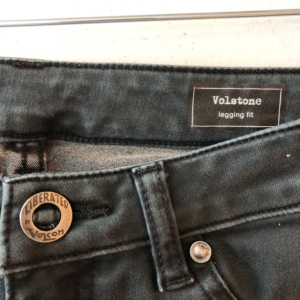Volcom Womens Jeans Volstone Legging Fit Skinny Stretch Black Size 1 - Image 4
