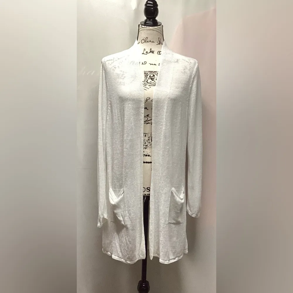J.jill open front cardigan. White. XL Petite White Size undefined - Image 3