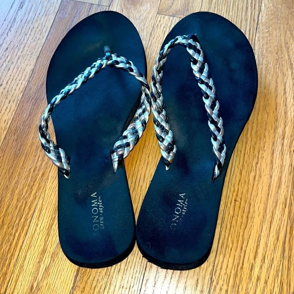 Sonoma Black Braided Thong Flip Flops- Possible Size 8.5/9? - Image 3