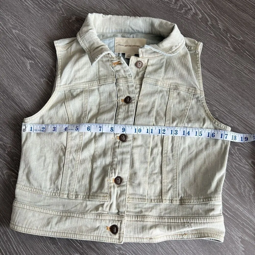 Pilcro and The Letterpress Anthropologie Denim Vest Womens Small Sleeveless - Image 9