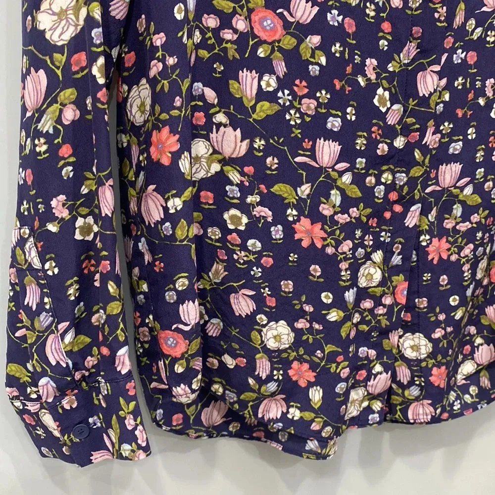 Rebecca Taylor Women's Blouse Top Floral Garden Tapestry 100% Silk Long Sleeve 4 - Image 4