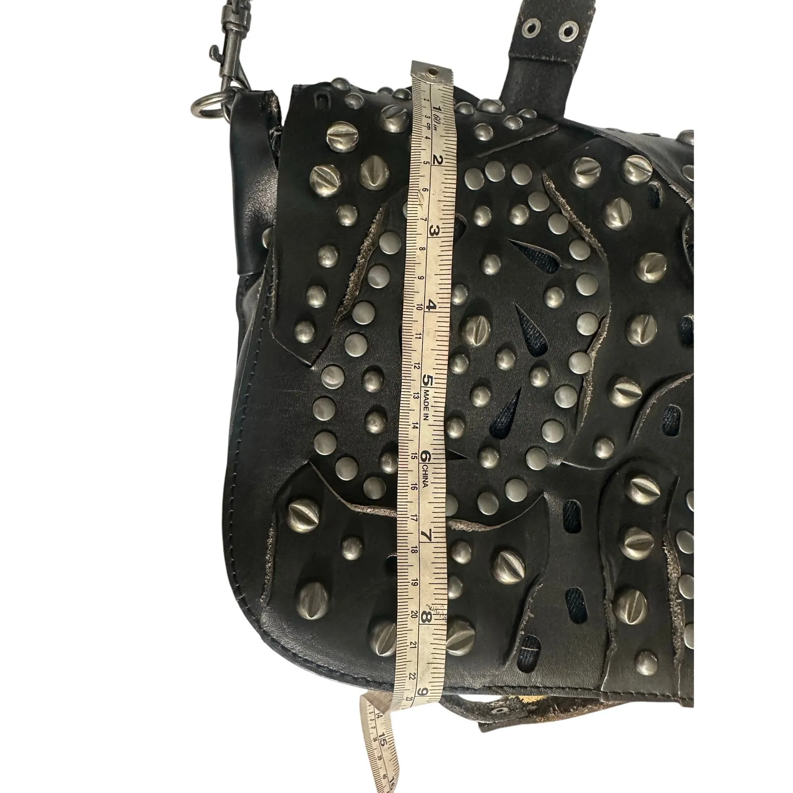 Patricia Nash Crossbody Black 100% Leather Silver Studded Flap NWOT - Image 10