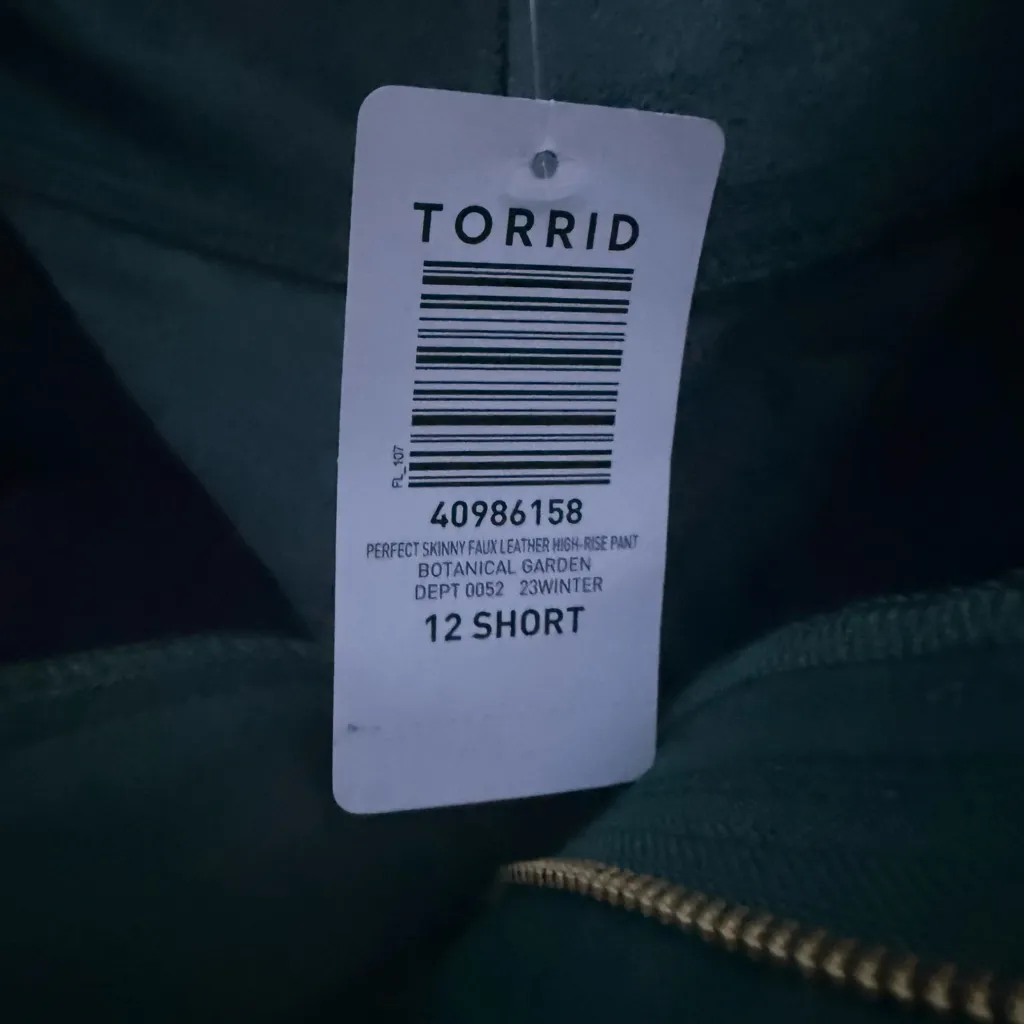 Torrid Green Faux Leather Pants High Rise Skinny Plus Size 12 Short Botanical - Image 4