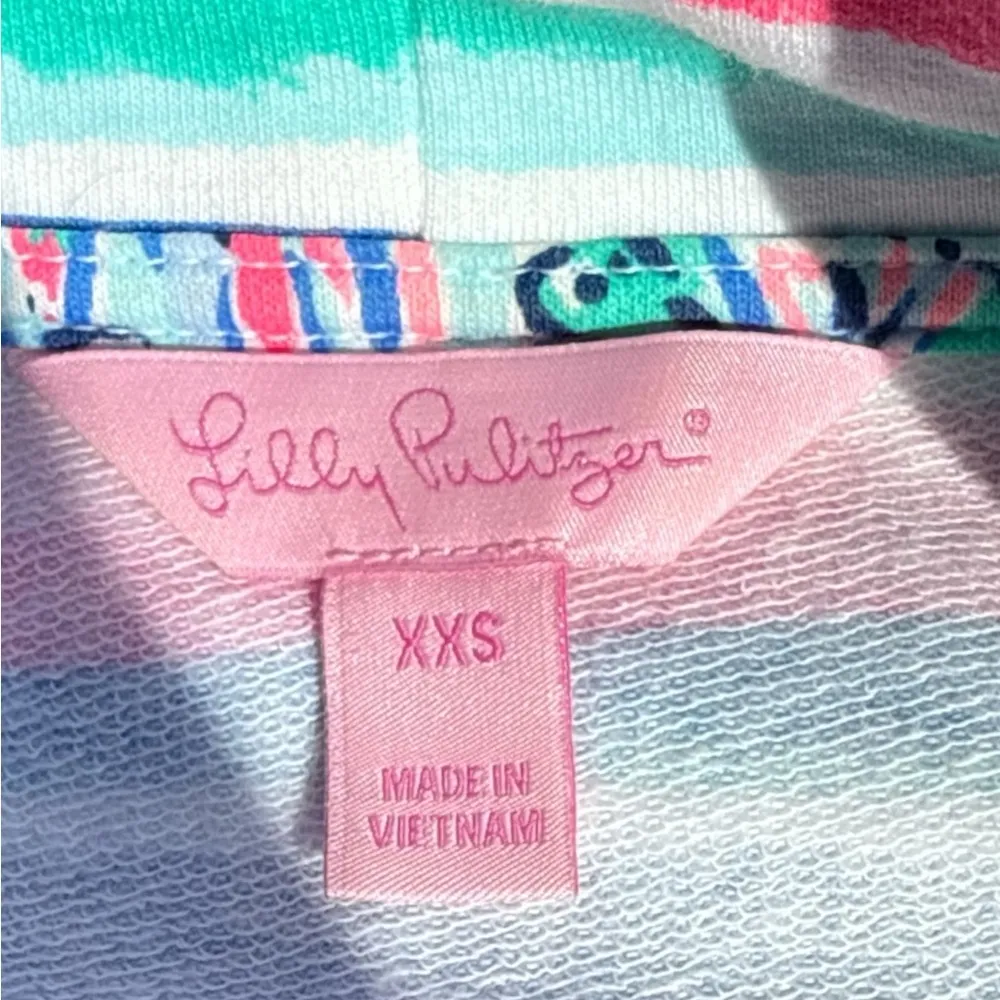 Lilly Pulitzer Striped Half-Zip Pullover XXS Seashell Hem Cotton Blend - Image 7