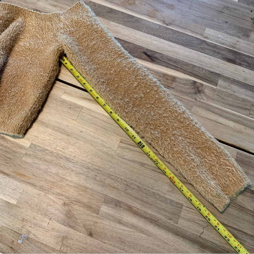 Project 28 NYC Gold Tan Eyelash Pullover Cropped Sweater XL - Image 6