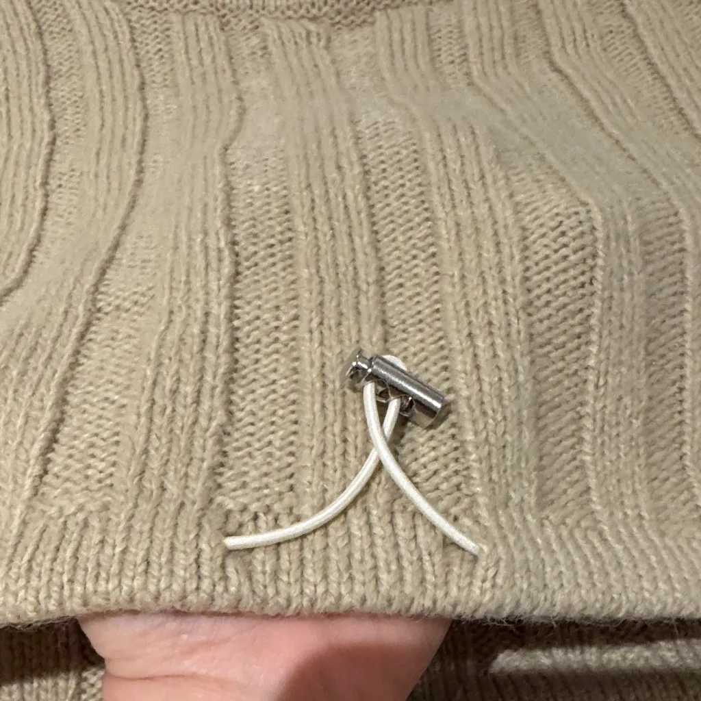 Zara Beige Tan Ribbed Knit Crop Top sweater cable knit XS NEW adjustable hem Y2K - Image 4