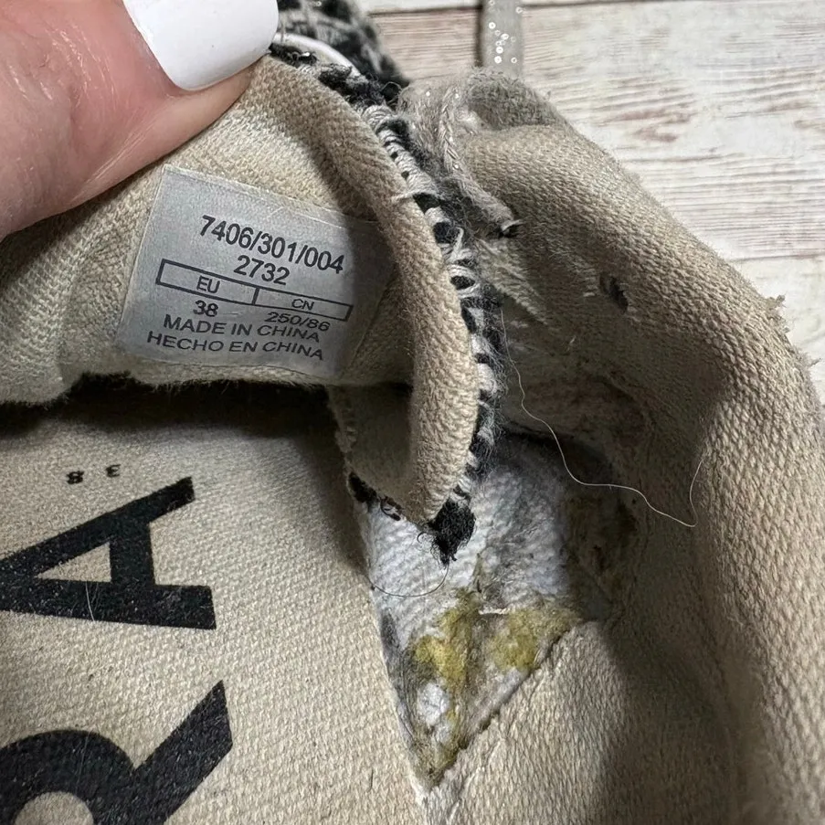 Zara Tweed Platform Sneakers Black White Lace Up Size EU 38  Women US 7.5 Shoes - Image 6