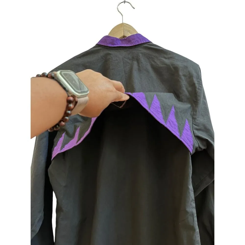 Vintage Roper Women’s Western Black Purple Button Up Shirt Size Large Made USA - Image 4