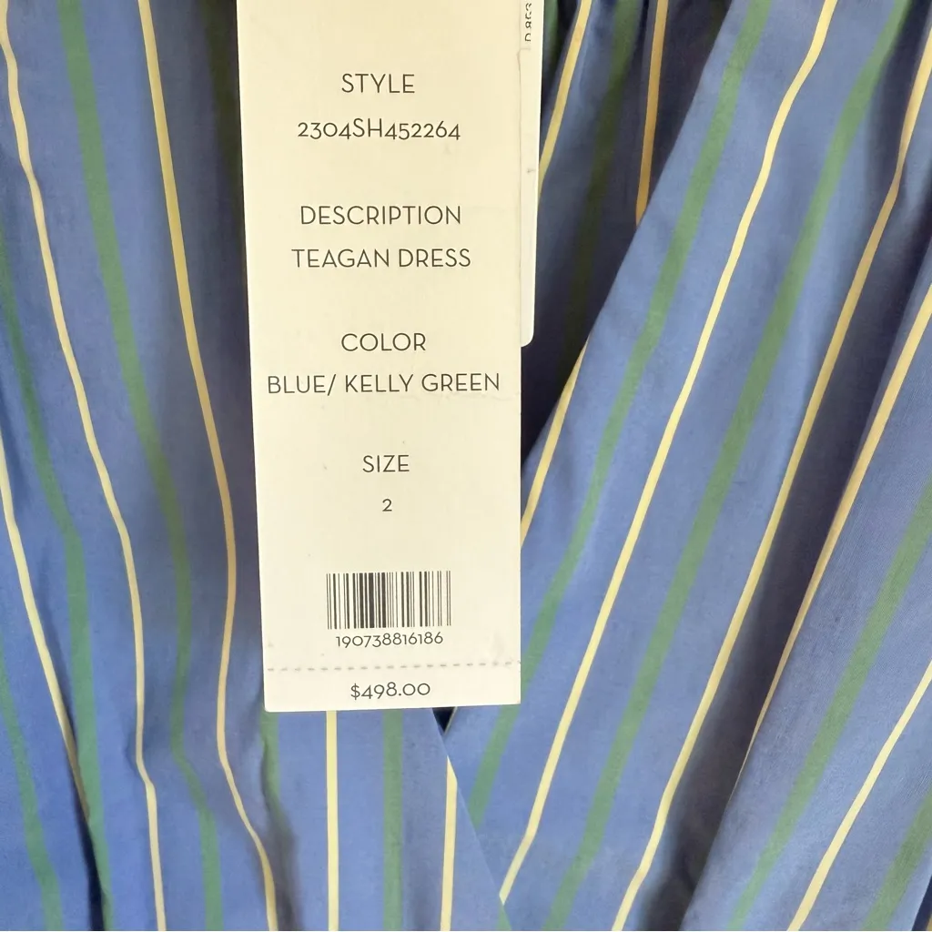 Veronica Beard Blue Teagan Striped Sleeveless Midi Dress Women US2 NWT - Image 6