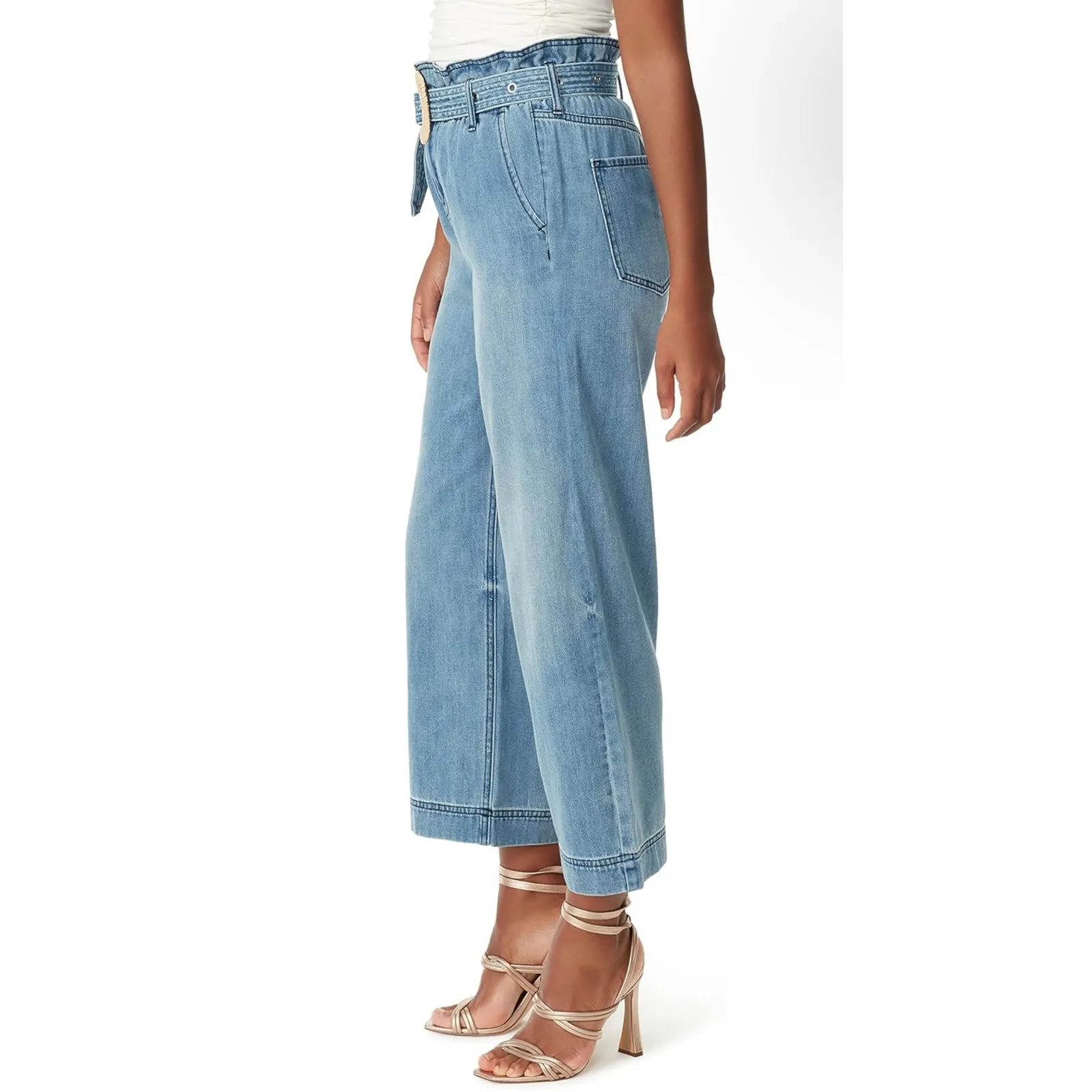 Sam Edelman Rayne Belted Paper Bag High Waist Soft Straight Ankle Jean Size 25 - Image 2