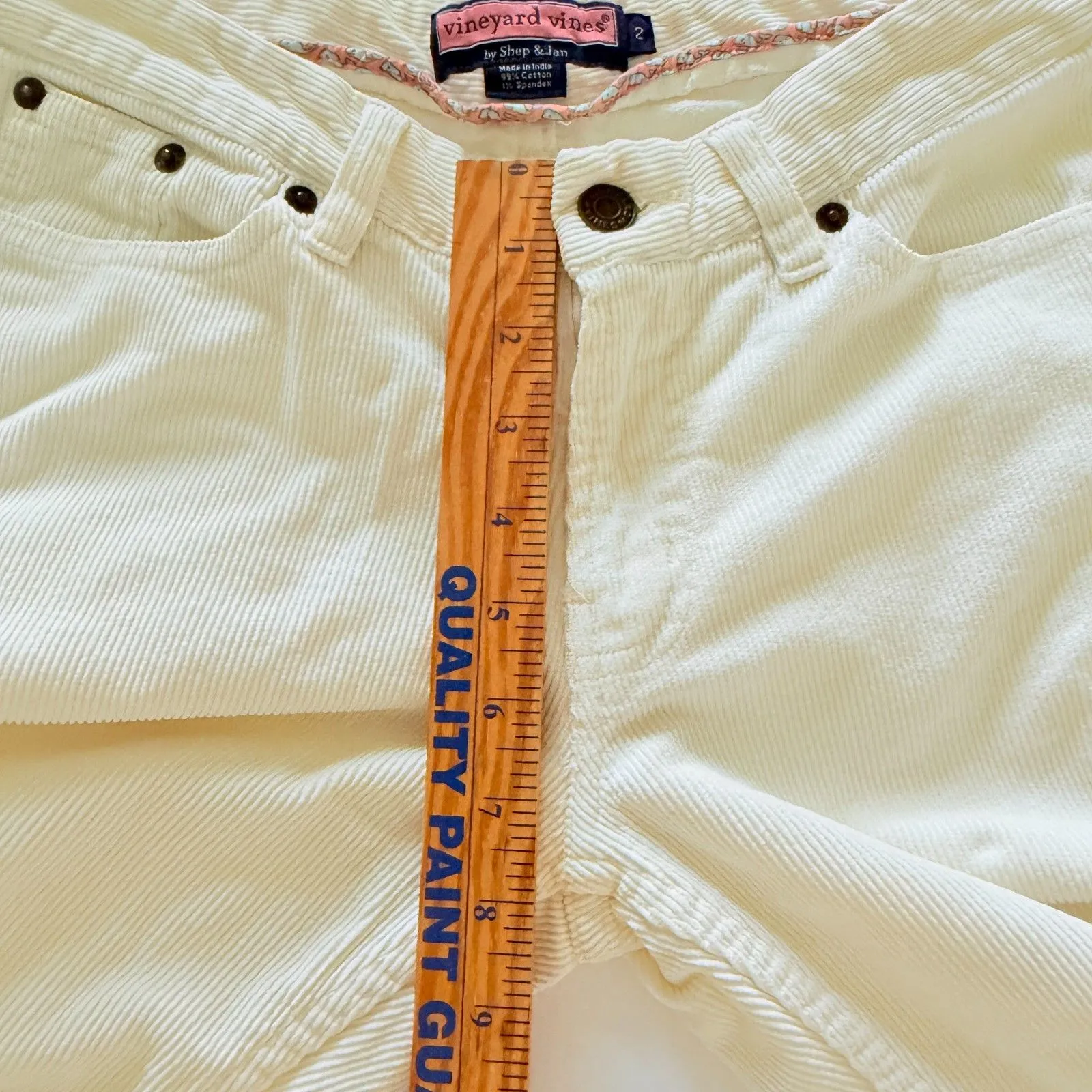Vineyard Vines Cream Corduroy Straight Leg Soft Texture Neutral Casual Pants 2 - Image 5