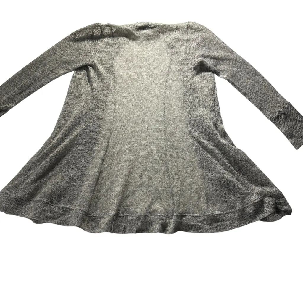 Silksense‎ Bucko Santa Fe Gray Cardigan Knit Ruffle Flare Hem Women’s Sz Small - Image 2