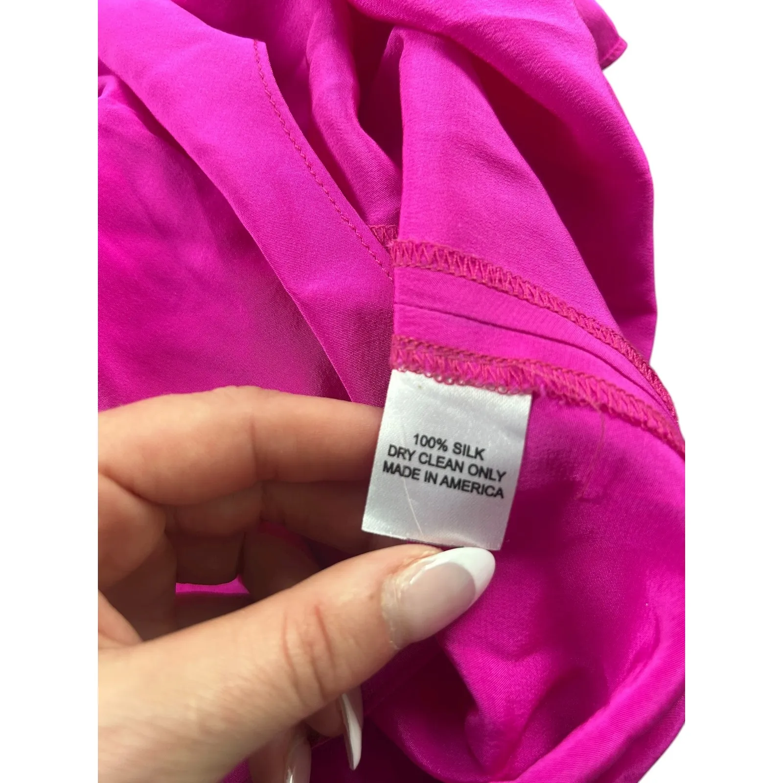 Amanda Uprichard Silk V Neck Keyhole Tunic Top Fuchsia Pink Size S - Image 6