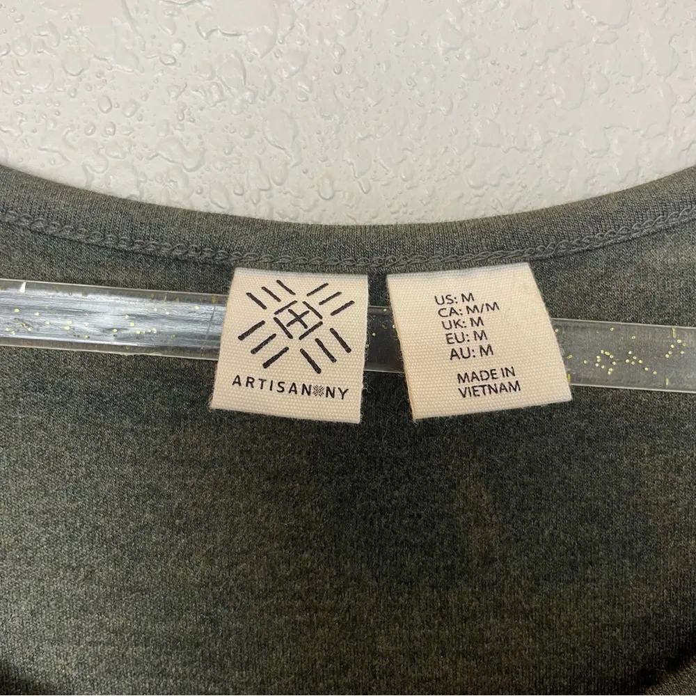 ARTISAN NY Women's Heathered Olive Green Short Sleeve Short Dress Size M - Image 3