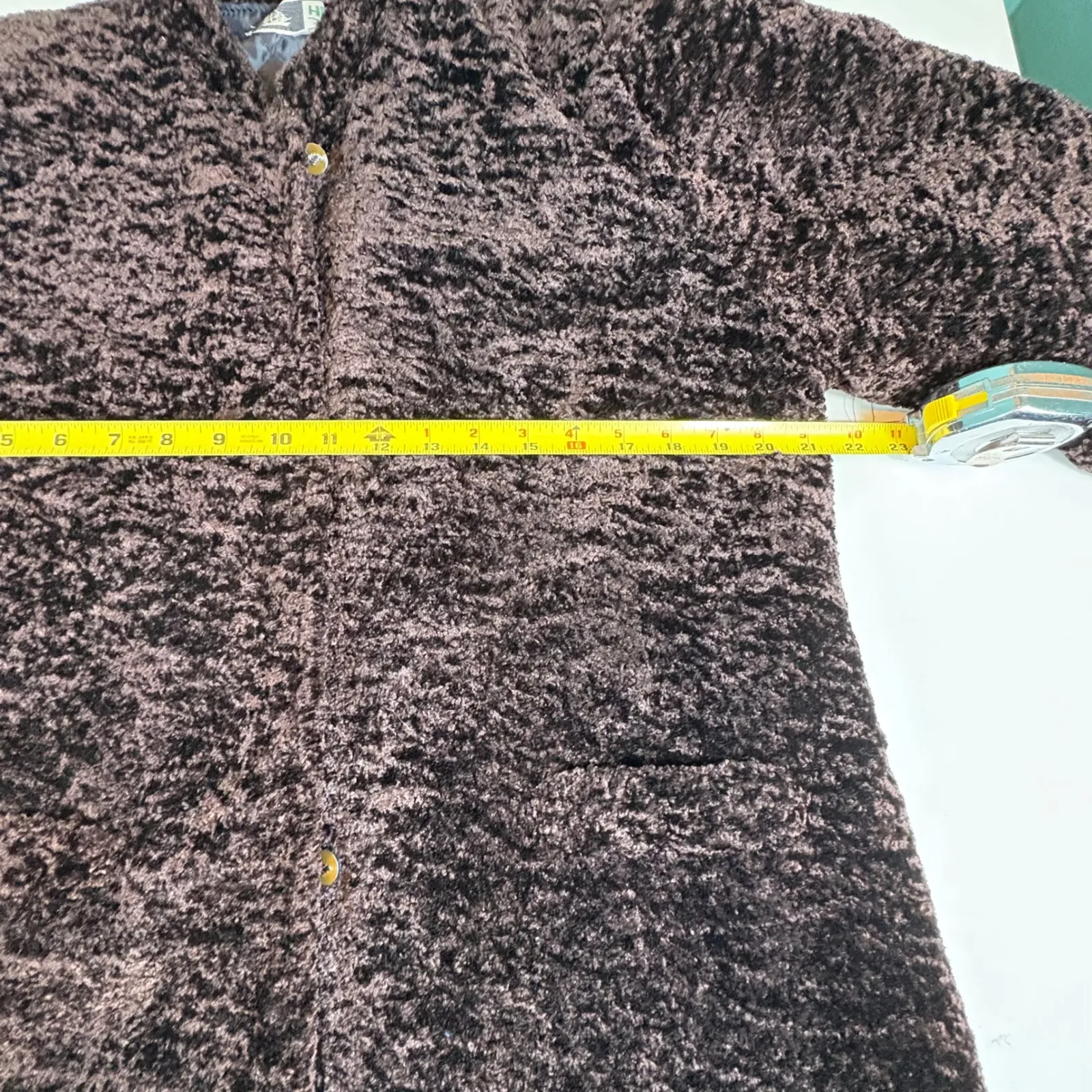 Vintage HUIFA Women's Textured Brown Button Front Coat Quilted Lining‎ Size 17 - Image 6