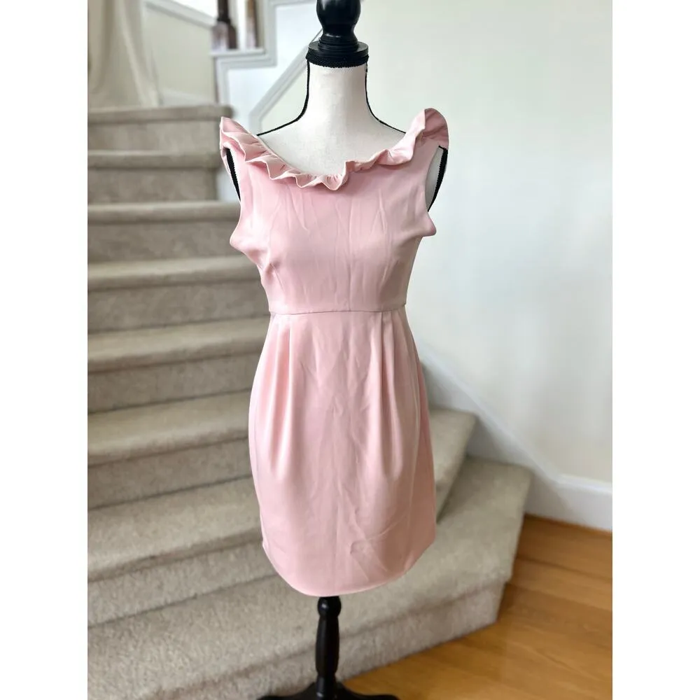 Camilyn Beth GoGo Pale Pink Ruffle Sleeveless Snap Button Open Back Sheath Dress - Image 3