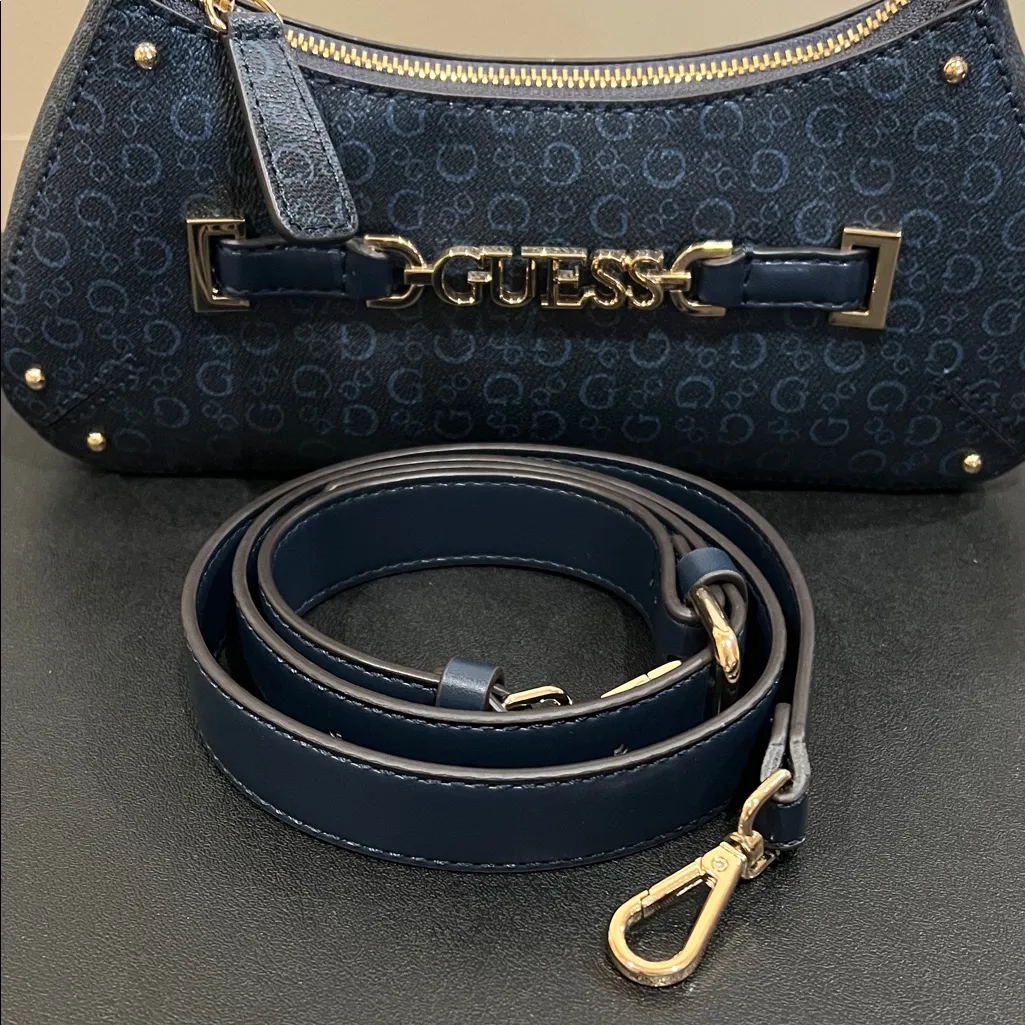 GUESS | Navy Shoulder Bag w/ Crossbody Strap - Image 11