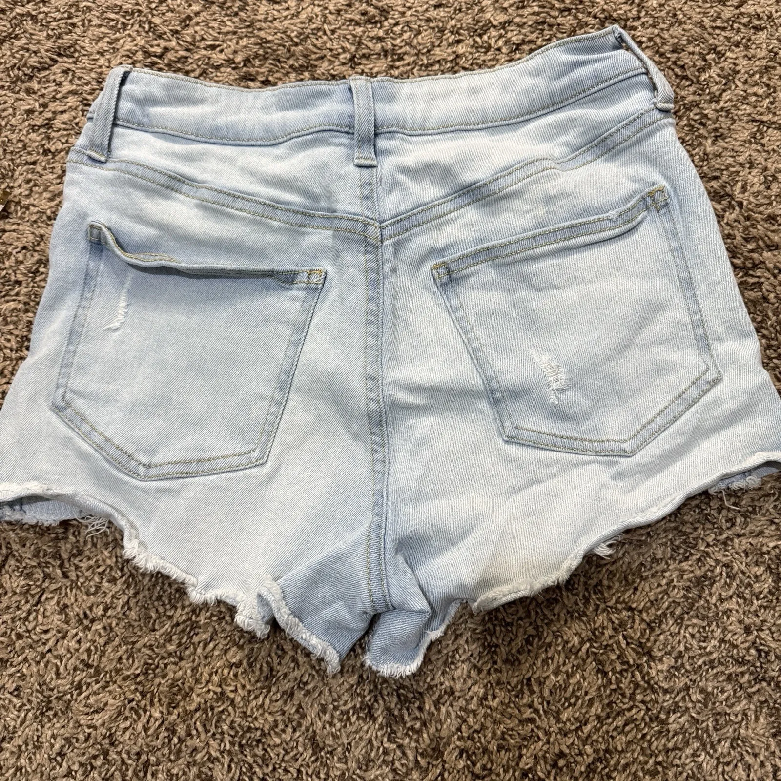No Boundaries Jean Shorts‎ Juniors 7 Blue Cut Off Mid Rise Ripped Raw Hem - Image 2