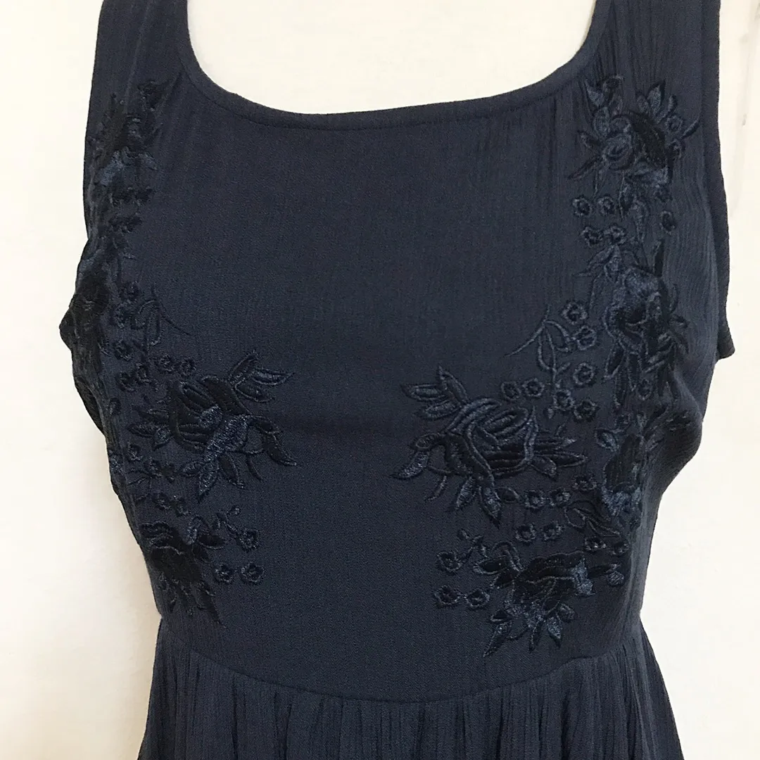 Embroidered Ruffle Bohemian High Low Dress Blue - Image 5