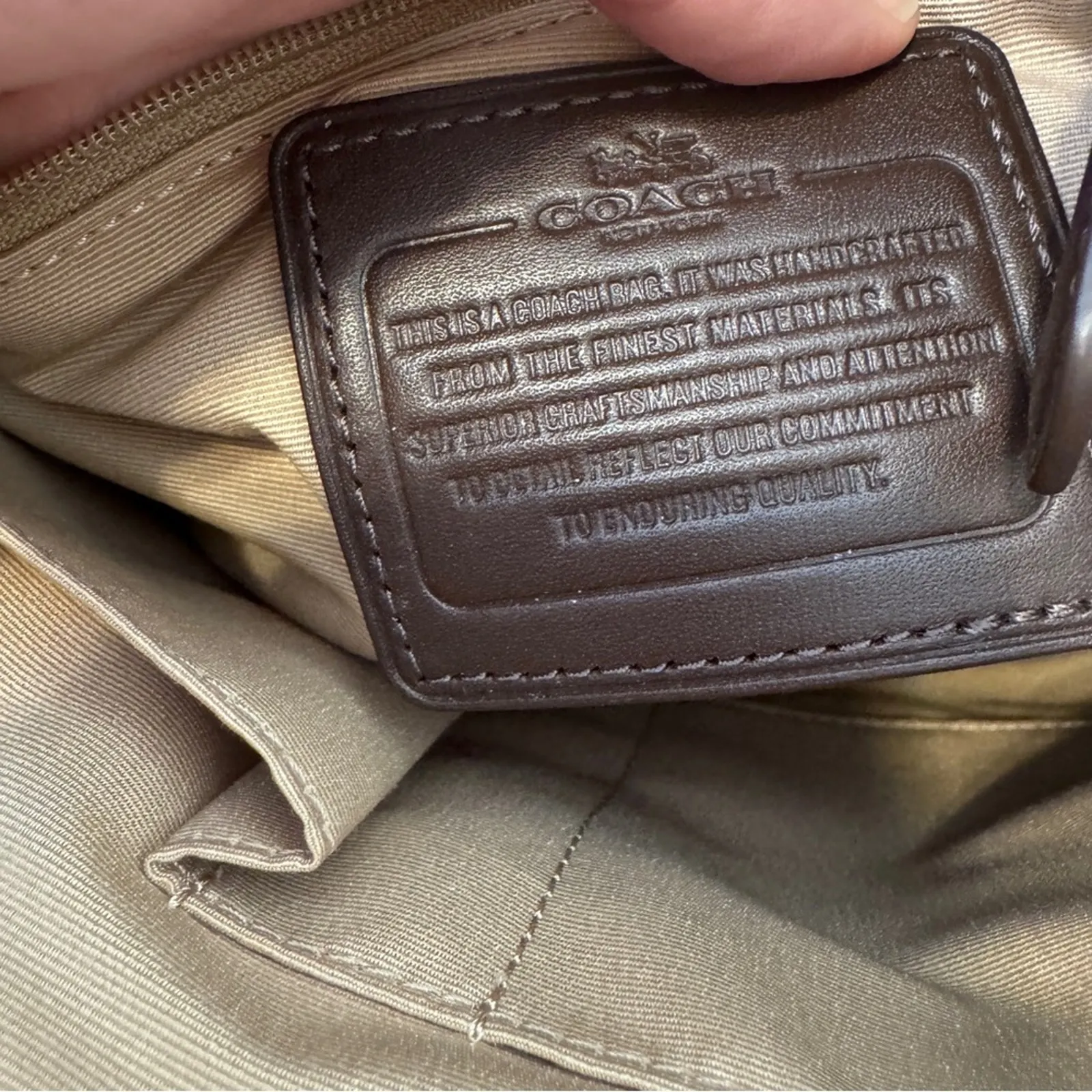 Coach Brown Tan Signature Canvas Crossbody Bag Handbag Purse Leather Trim - Image 10