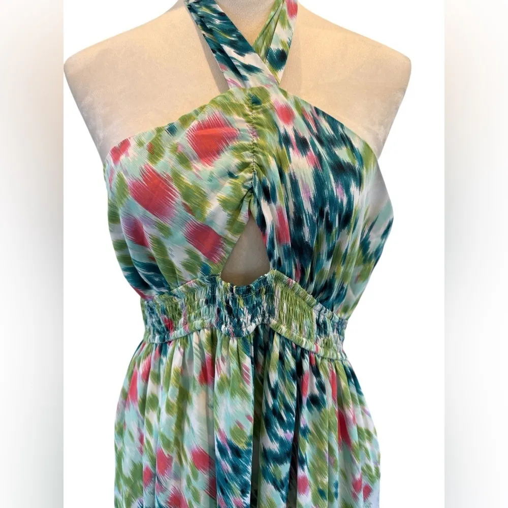 DAVI & DANI Printed Smocked Ruffle Maxi Dress - Image 4