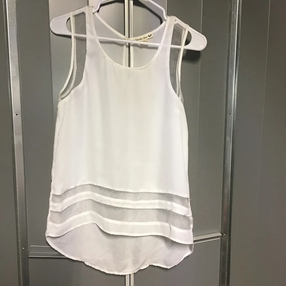 DOUBLE ZERO High Low White Tank Top, Small - Image 6