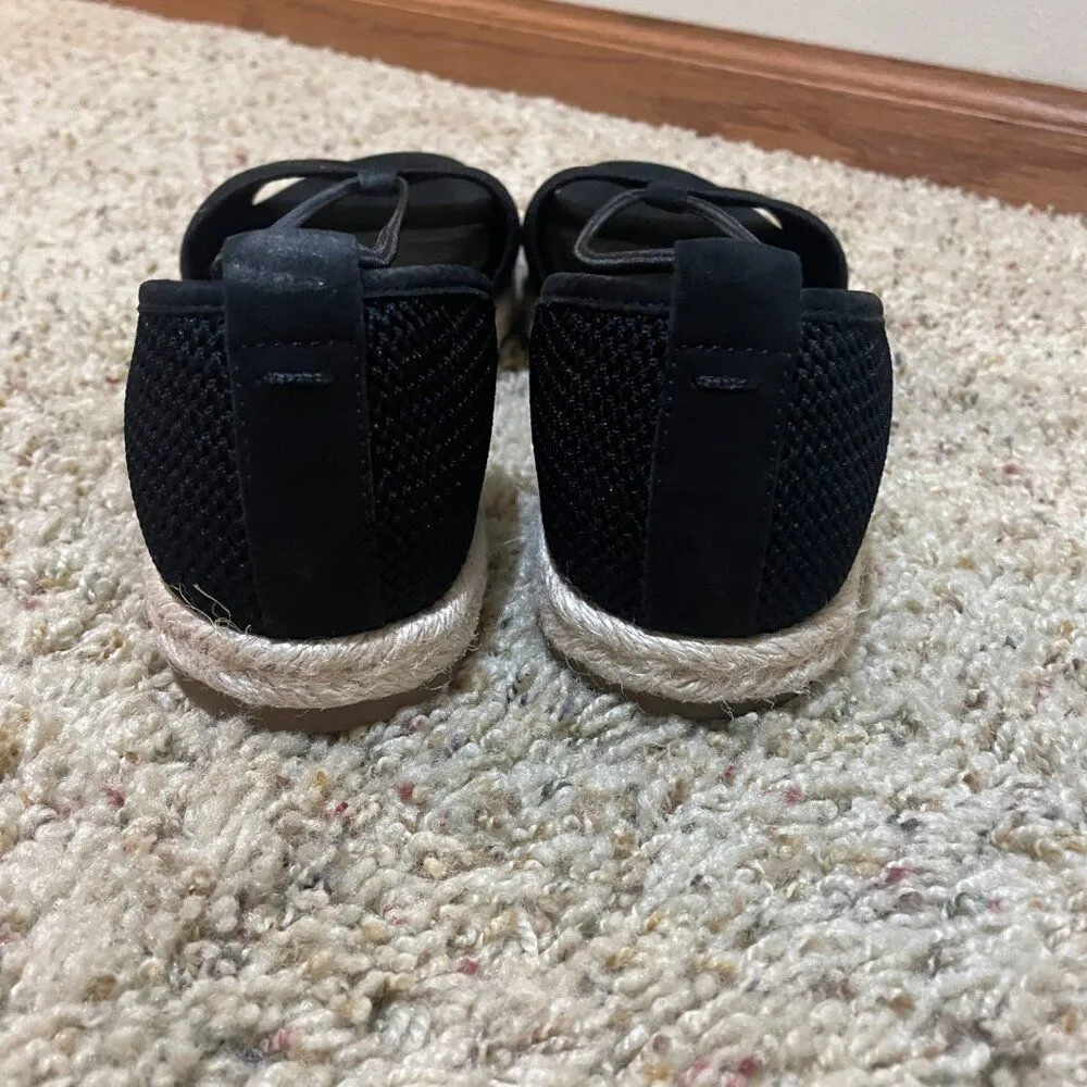 Eileen Fisher Size 9 Mews Slip On Espadrille Sandal Black Knit Open Toe - Image 6
