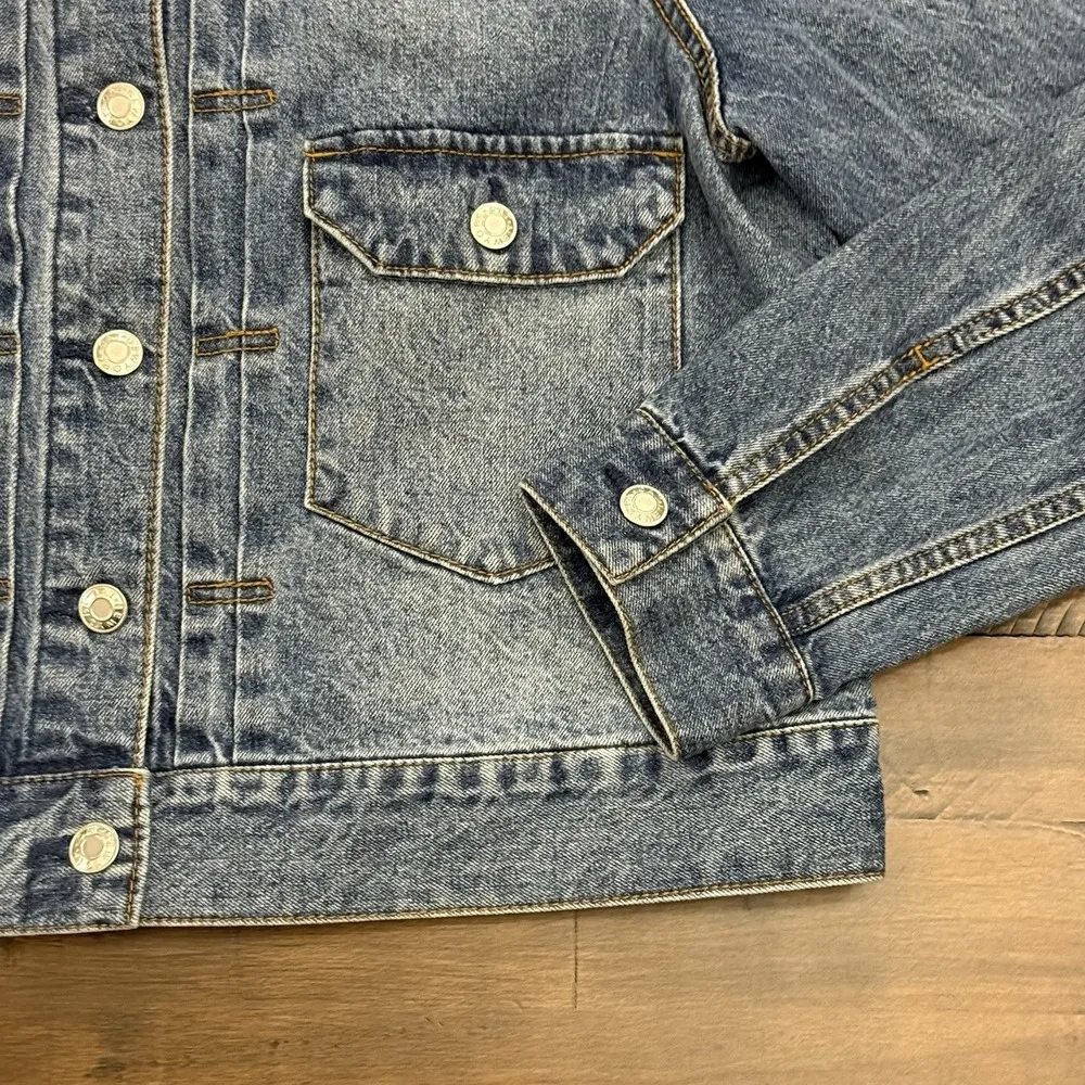 OAT New York Denim Jean Jacket Boxy Denim Jacket Size Large Blue - Image 4