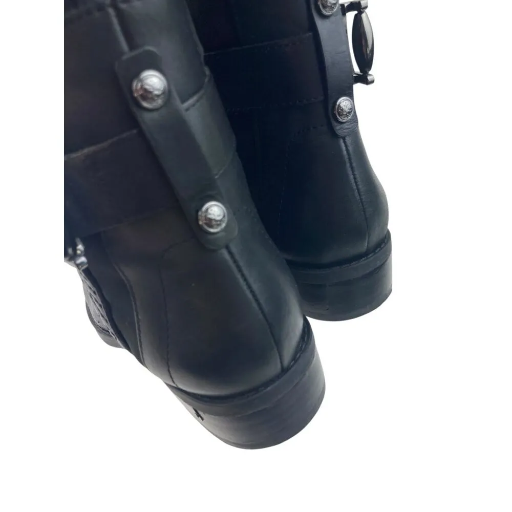 Vince Camuto Pordalia Boots Womens Size 6 Black Leather Quilted Knee High Luxury - Image 9