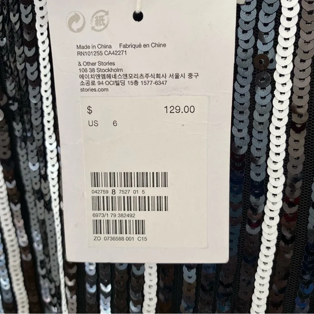 & Other Stories Striped Sequin Lounge Pants NWTS Black White size 6 - Image 10