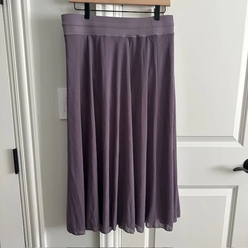 Halara NWT Mesh High Waisted Drawstring Midi Flare Skirt Large Stardust Mauve - Image 7