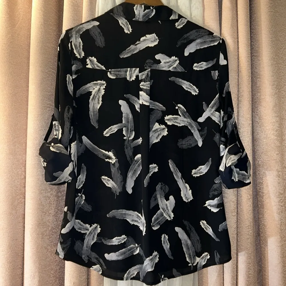 Size M Semi Sheer Feather Button Down Shirt - Image 8