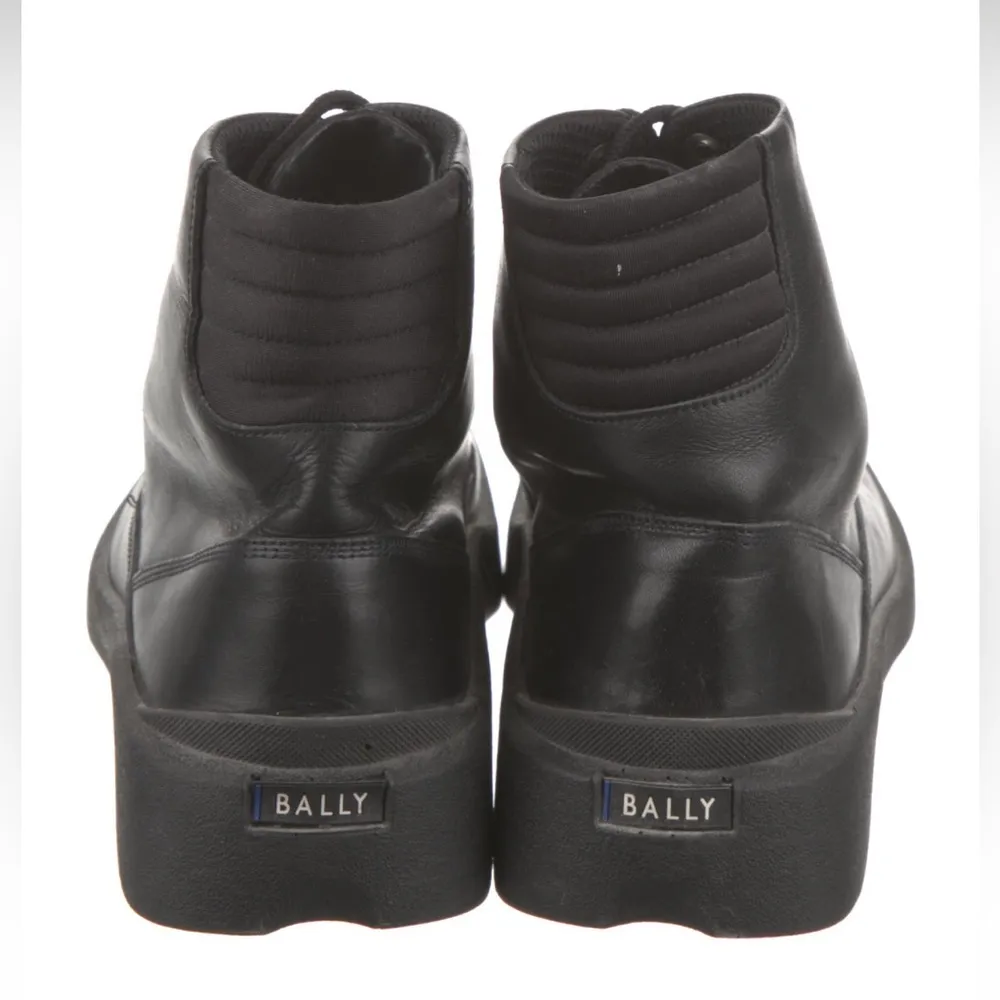 Bally Viamala Leather Combat Boot Black Platform Rubber Sole Lace Up Boots 7.5 - Image 5
