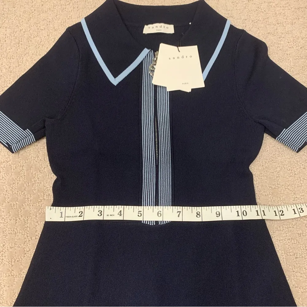 Sandro | Half-Zip Knit Dress | Marine | 34 (US XS) - Image 7