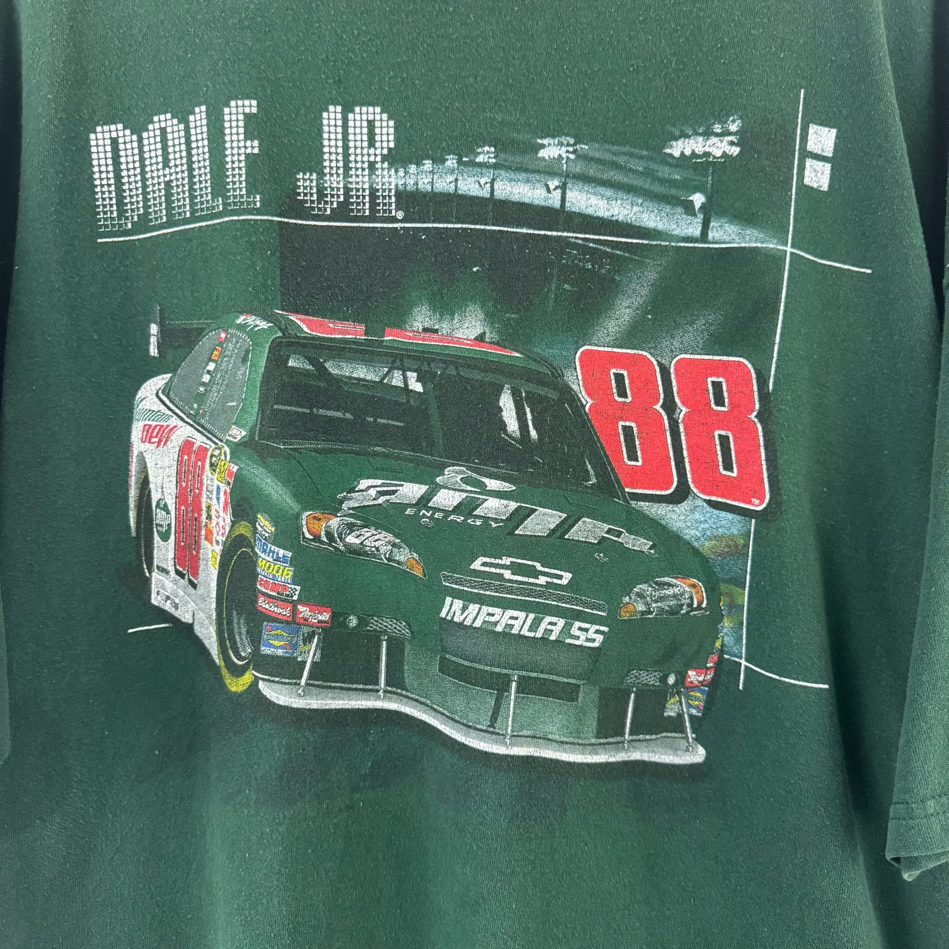 Dale Earnhardt Jr 88 Vintage Green NASCAR 25th Anniversary Racing Graphic Tee - Image 4