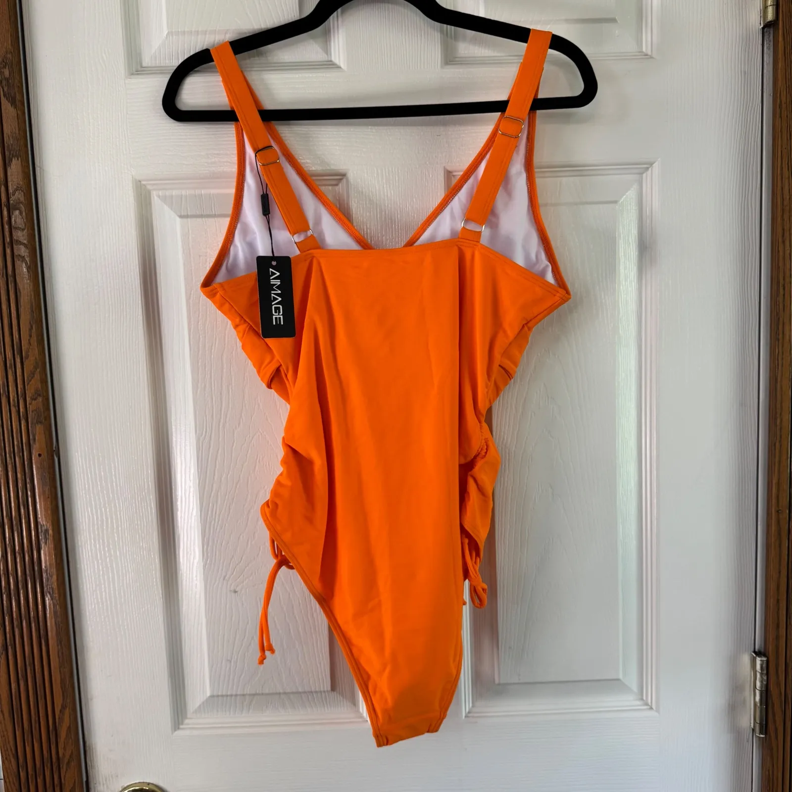 Aimage Orange One Piece Swimsuit Twist‎ Front Adjustable Straps Size L Size L - Image 7