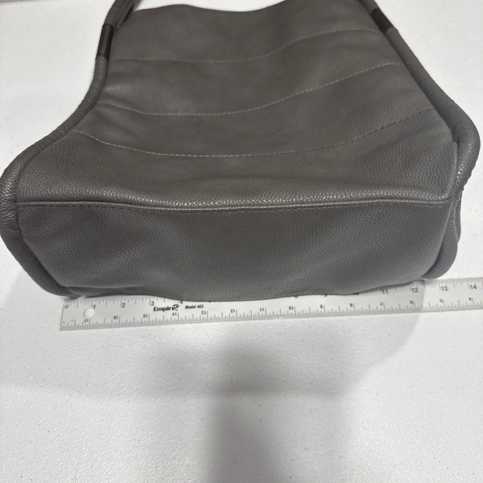 NEIMAN MARCUS Tote Bag Dark Gray Faux Pebbled Vegan Leather Shoulder Purse Large - Image 10