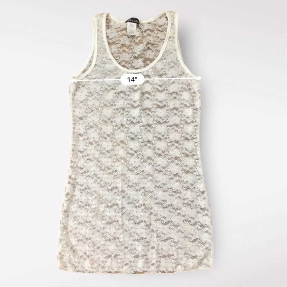 Wet Seal‎ Y2K White Lace Sheer Mini Dress Size Large Coquette Floral - Image 4