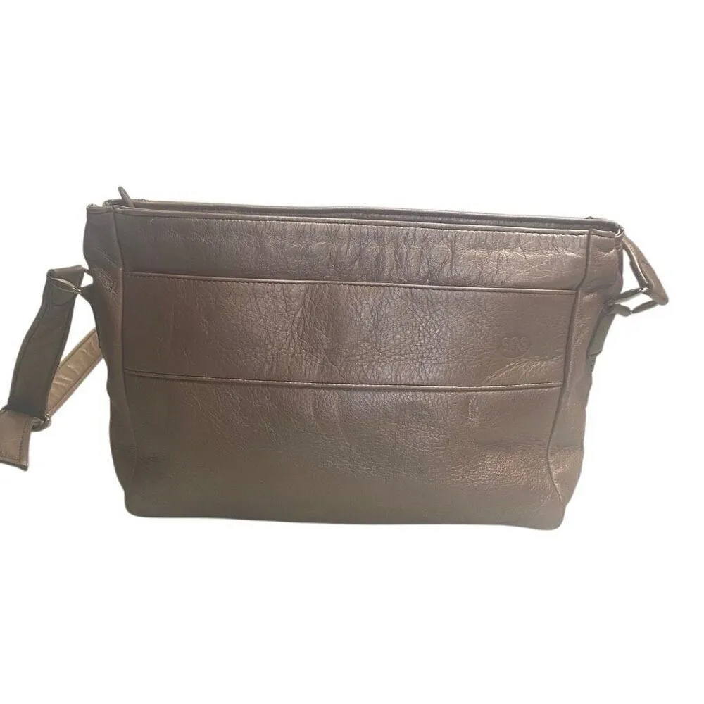 SAS Pebbled Metallic Tan Crossbody Shoulder Bag 10X3X7 Made in USA Tan - Image 3