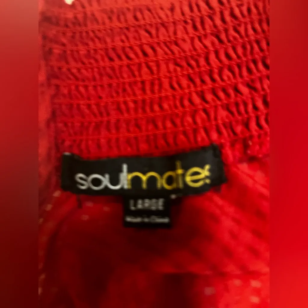 Soulmates Blouse Red Floral Embroidered High Neck Long Sleeve - Image 3