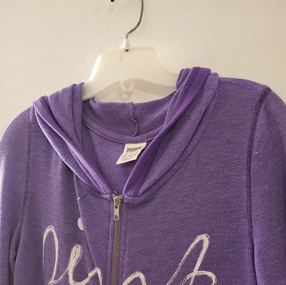 🔥SALE🔥PINK Victoria's Secret Purple Zip Up Hoodie XS - Image 4