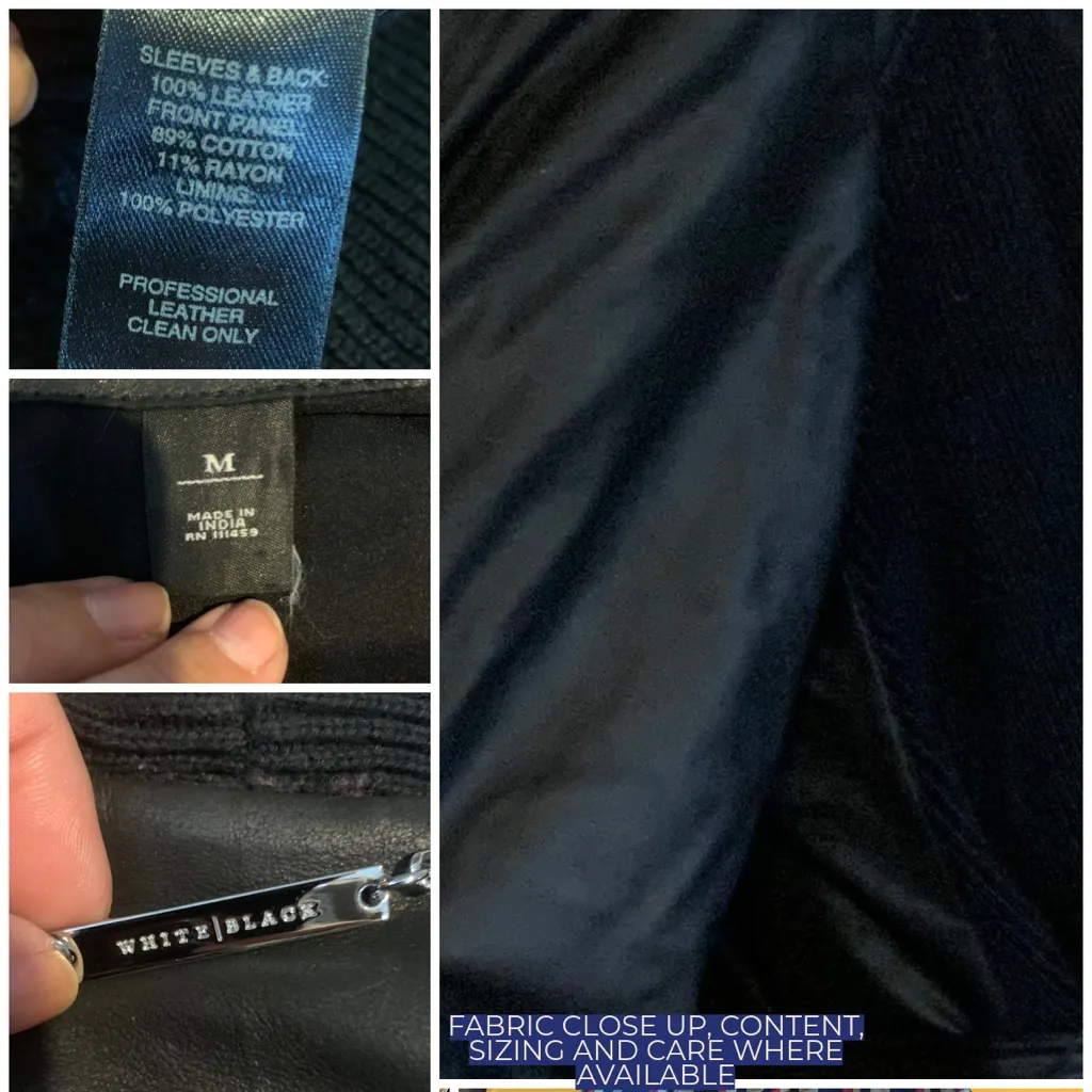 WHITE HOUSE BLACK MARKET BLACK KNIT & LEATHER OPEN FRONT CARDIGAN SWEATER (M) - Image 11